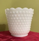 Vintage Fire-King Anchor Hocking Milk Glass Hobnail Scalloped Edge Bowl/Planter