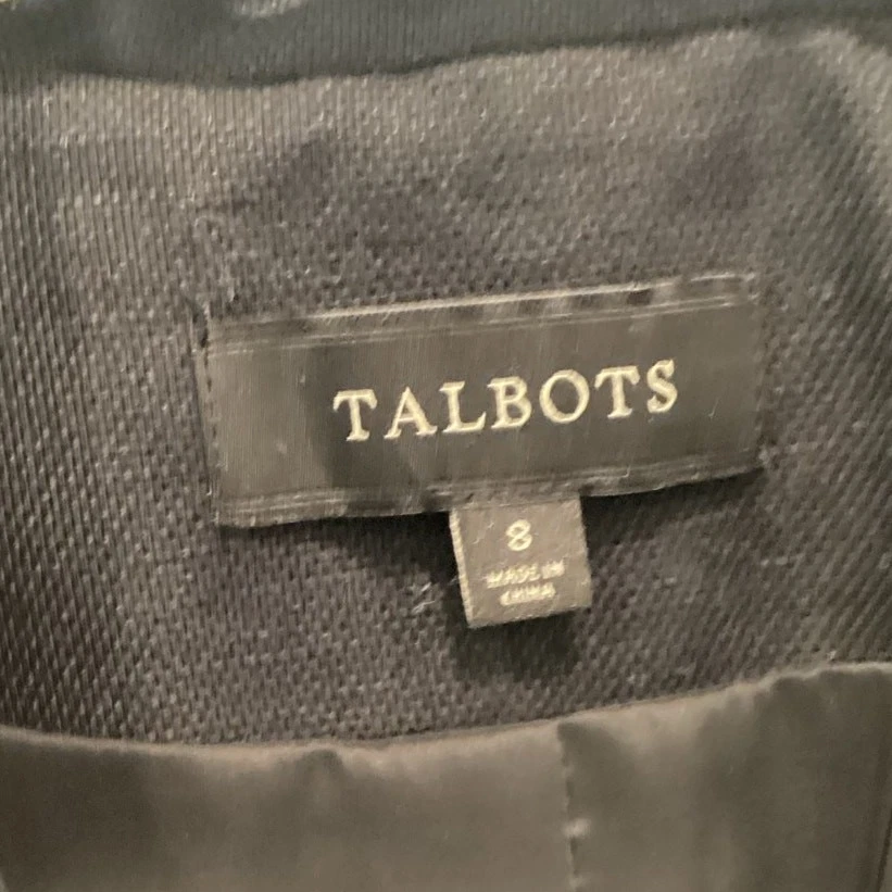 Blazer Talbots Mujer Mezcla de Lino Talla 8 Negro Preppy Chaqueta Clásica Oficina Trabajo Foto 2 de 4