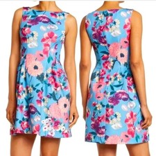 Vince Camuto A line Dress Blue and pink floral Size 2