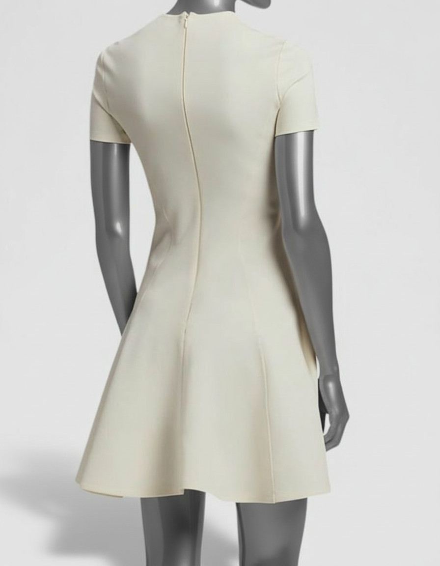 Lauren Ralph Lauren Women Ivory Structured Jersey Knit Flare Dress Size 6 image 2
