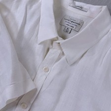Lucky Brand 100% Linen Shirt Mens XL White  Short Sleeve Button Down Classic Fit