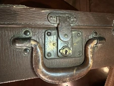 Antique 1800’s/1900’s Corbin Leather Suitcase Lock Works No Key 15.5x10x5 Small