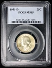 1951-D Washington Silver Quarter 25c PCGS MS65