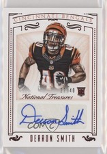 2015 Panini National Treasures Jersey Number Red 27/40 Derron Smith Auto 3c7