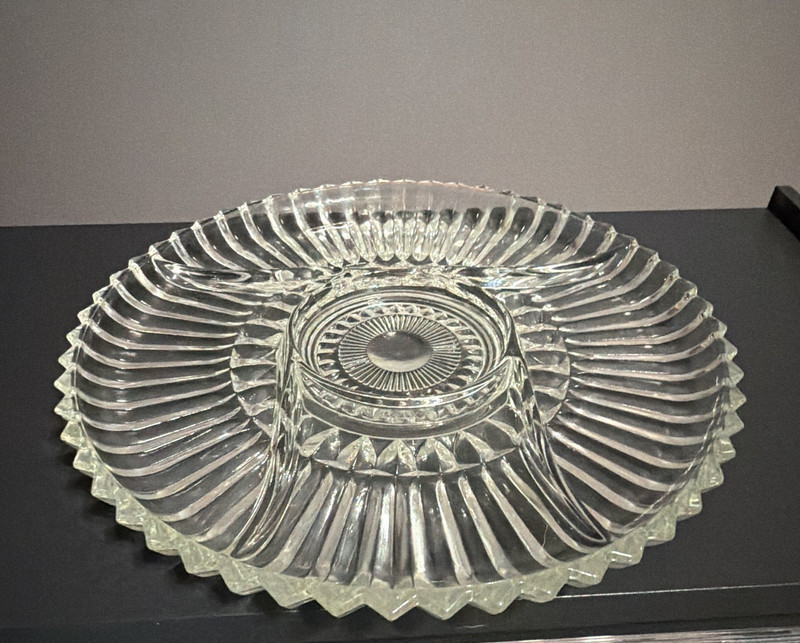 Heavy Crystal Serving Tray w/ 5 Sections 
