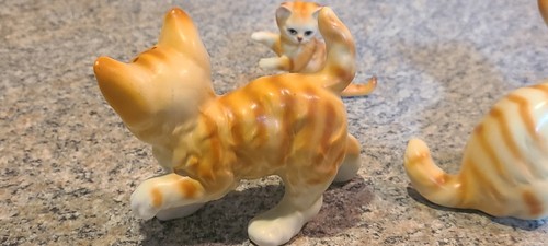 Vintage Bone China Orange Cat Salt and Pepper Shakers (Y11) - Picture 8 of 19