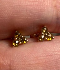 Stunning Rose cut Yellow/Cognac REAL Diamond Earrings solid 9ct gold 1/4ct BNWT!