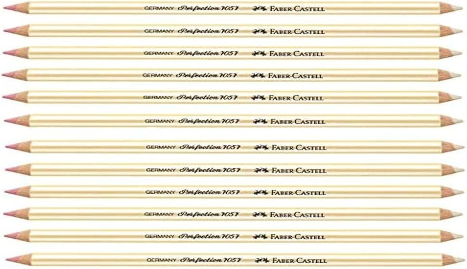 Faber-Castell Perfection 7057 Eraser Pen Wood Set Red/White Pack of 12 Erasers