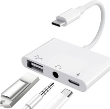 USB C to Adapter for MacBook, 3-in-1 C USB-A OTG Splitter White