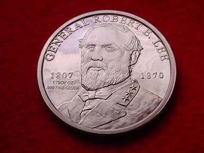 .999 SILVER PROOF ROBT E LEE & CONFEDERATE STATES OF AMER 1 TROY OUNCE COIN! #8*