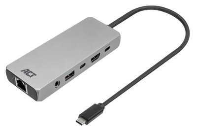 ACT AC7095 USB-C 4K/8K 6-in-1 Dockingstation Aluminium Kompakt Reisedock