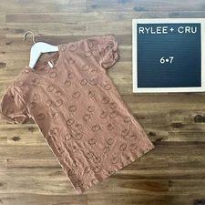 Rylee + Cru Amber Tomatoes Rust Orange Jersey Shirt Short Sleeve Cotton Dress 6
