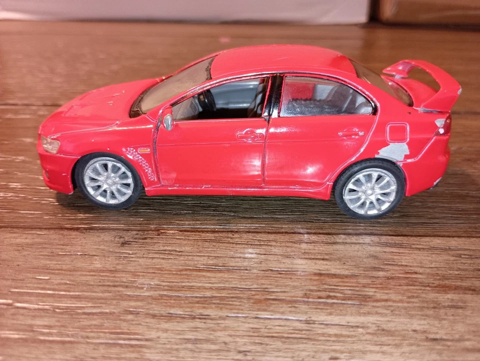 Coche Mitsubishi Lancer Evo Evolution X 2008 escala 1:36 diecast modelo 5" rojo Foto 4 de 4