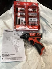 NEW Milwaukee 2401-20 M12 12 Volt 1/4" Hex Cordless Screwdriver &45pc Bit Set