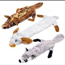 Fluffy Dog Toy Unstuffed Double Squeaker Machine Washable Plush Pet Toy 3 Pack