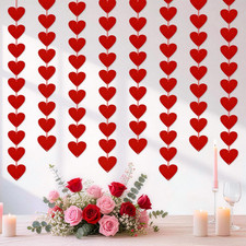 80 Pcs Red Felt Heart Garland,Valentines Decorations,Valentines Party Decoration