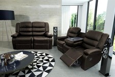 Roma Leather Recliner Sofa with Cupholders - 5 Seater Sofa