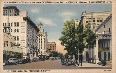 St. Petersburg, Florida FL 1937 Petersburg Fourth St Snell Arcade Martha Hotel