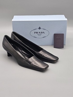 Prada Damen Pumps Halb Schuhe Absatz Leder schwarz/ OVP Gr. 39