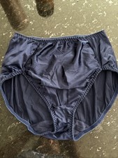 Vintage SEARS Glossy Navy Blue Liquid Satin Brief Panties Second Skin Small