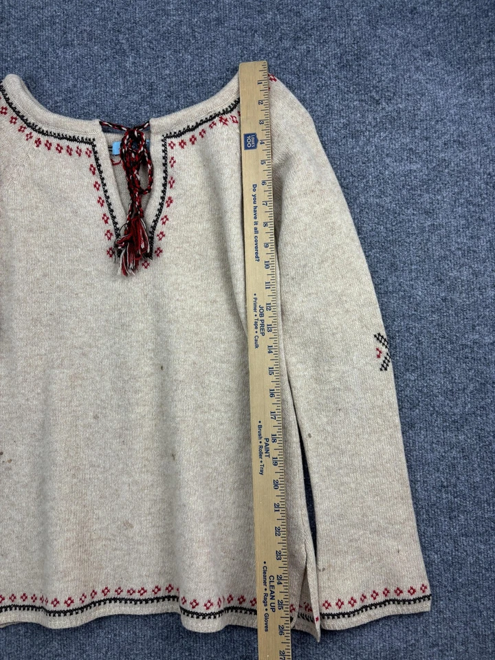 BDG Sweater Womens Medium Beige Wool Blend Lace Up Embroidered Fair Isle Boho - Image 3 of 4