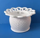 Vintage Lace Edge White Imperial Milk Glass Diamond Point Bowl Succulent Planter