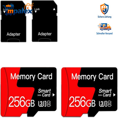 2er Pack 256GB MicroSD Speicherkarte Class 10 UHS I U3