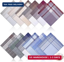  12 PCS Handkerchiefs for Men, 16x16 Inch, 100 Soft Cotton Classic Style Handk