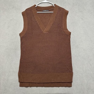 Threadbare Sweater Vest Womens 8 Brown Knit V-Neck Pullover Stretch Acrylic EUC