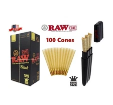 RAW black KING size pre rolled cone + Raw Three Tree Cone Case