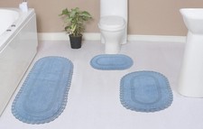 Hampton Crochet Reversible Bathmat 100 Cotton Bathroom Rugs Set, Washable Ru...