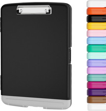 Piasoenc Clipboard with Storage, 8.5 X 11 Clip Board with Pen Holder, Black  Hi