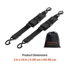 2 Pack Retractable Ratchet Straps 2"x 2' Trailer Tie Down Straps 500 lbs Load