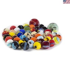 Colorful Glass Marbles for Kids - 50 Piece Game Set Developing Fine Motor Skills