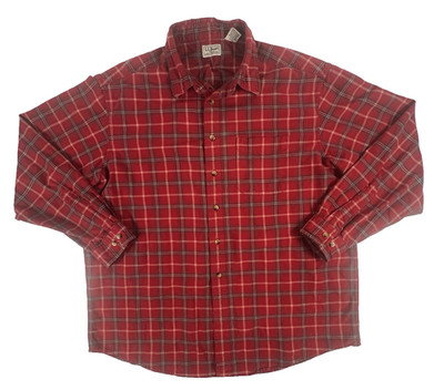 LL Bean Flannel Shirt Mens XL Reg Red Plaid Casual Workwear Cabinwear Rugged