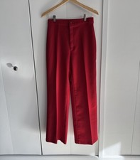 Vintage 1970  s Red Polyester Pants Fitted Style Wide Leg High Rise