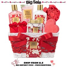 Valentine  s Day Rose Spa Gift Set for Women, 9 Pc Bath  Body Pampering Set
