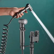 Bidet Toilet Sprayer Set Spray Water Bathroom Handheld Double Outlet Angle Valve