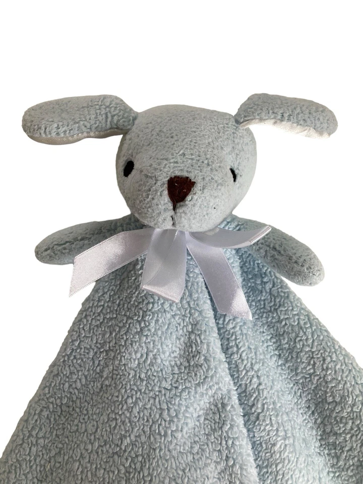 Manta Lovey Lambs & Ivy Blue Puppy Bunny 17" felpa 2009 orejas blancas satinadas Foto 2 de 4