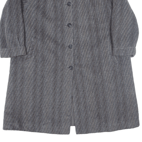Vintage SCHERER City Line Womens Trench Coat Grey Wool 90s Striped L - Picture 5 of 8