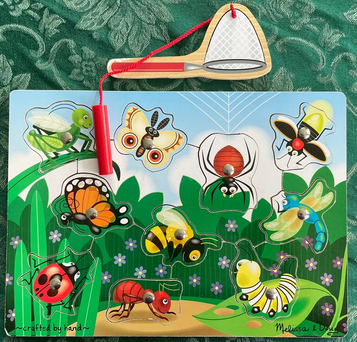 Melissa Doug Wooden Magnetic Bug Catching Game Puzzle