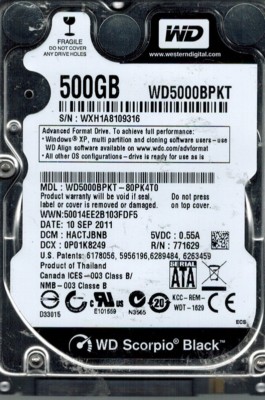Western Digital WD5000BPKT-80PK4T0 500GB DCM: HACTJBNB