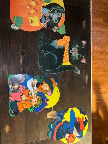4 Vintage Double Sided HALLOWEEN DIE CUTS - Picture 11 of 13
