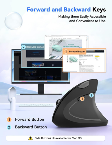 TECKNET Ergonomic Mouse, 4800 DPI Wireless Vertical Mouse with 5 Adjustable DPI - Picture 7 of 8