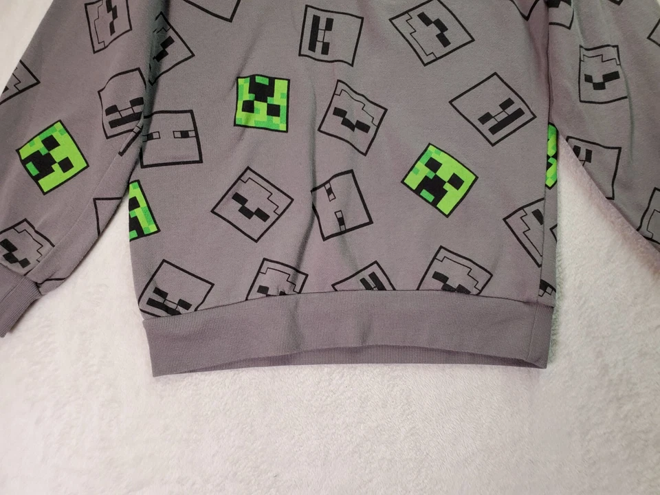 Толстовка молодежная Jinx XL серая Minecraft вязаная хлопковая с длинным рукавом реглан вырез лодочкой - Изображение 3 из 4