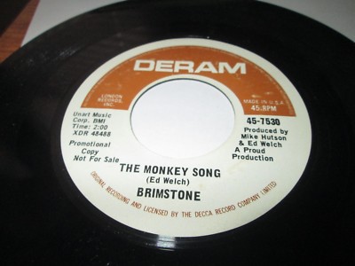 BRIMSTONE THE MONKEY SONG 45 7'' NM US DERAM FUNK ROCK 1971 VINYL LISTEN