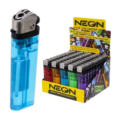battery lighter cigarette 50 NEON Cigarette Lighter Full Size Disposable Lighters
