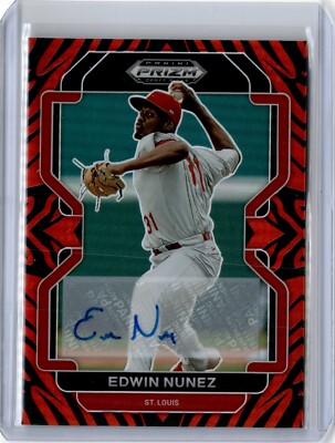 2022 Prizm Draft Picks Tiger Stripe Edwin Nunez Auto 2/25 (B71) Cardinals
