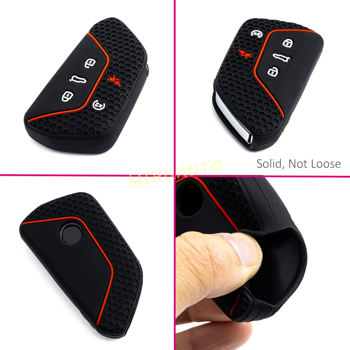 2x Silicone Car Key Case Cover Keychain For 2024-2025 VW Atlas/Atlas Cross Sport