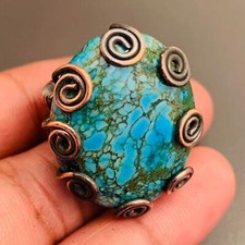 Turquoise Gemstone Ring Copper Wire Wrapped Handmade Ring Jewelry